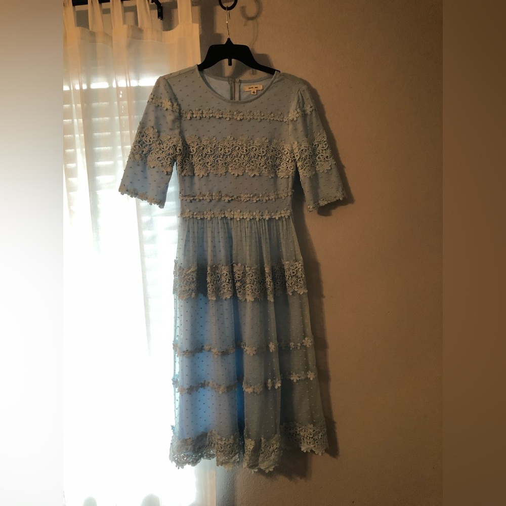 Light Blue Lace Midi Dress